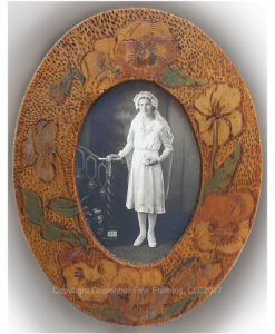Turn-of-the-Century Pyrographic Oval Frame